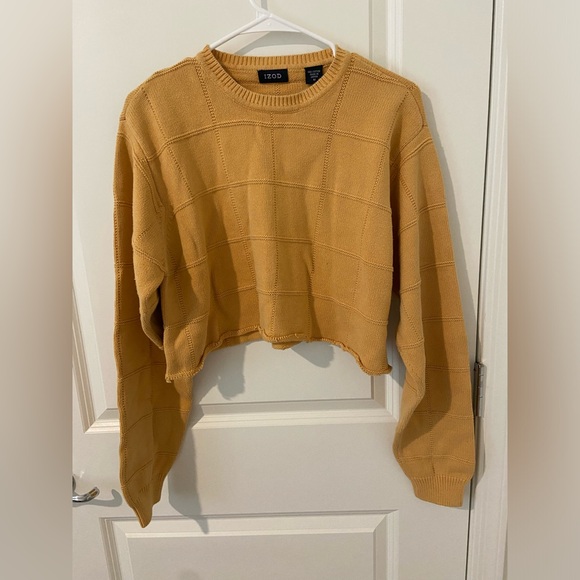 IZOD 100% Cotton Mustard Crop Sweater - Picture 1 of 5